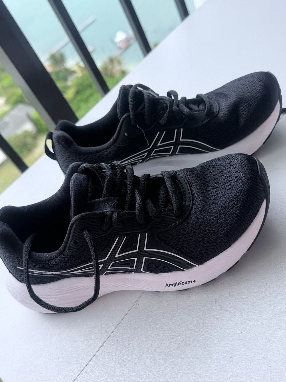 Asics Black and White Women's Athletic Running Shoes